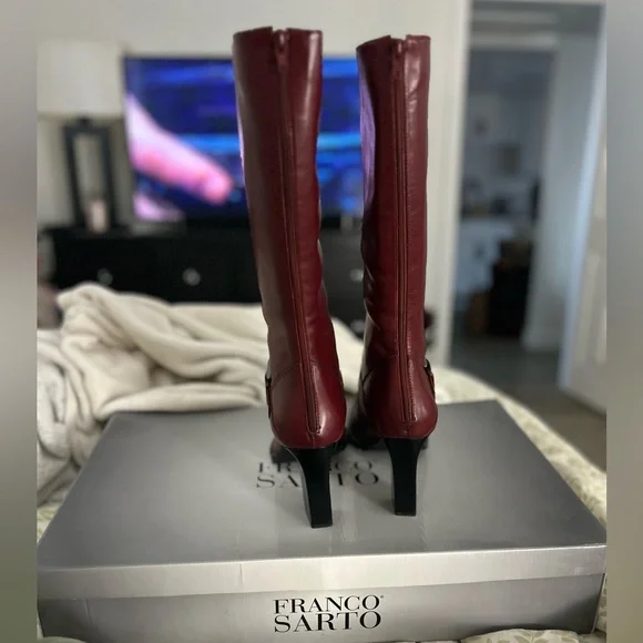 Franco Sarto Burgundy Heeled Boots - Picture 5 of 9